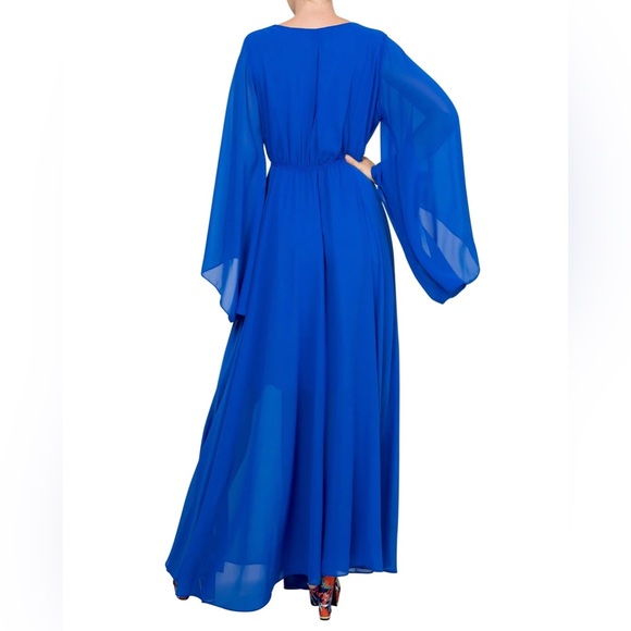 NWT Meghan LA Women’s Royal Blue 70’s Boho Sunset Maxi Dress Size Small - Picture 5 of 12